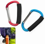 2X Carabiner Hook - 5.4" Large Aluminum D-Style Carry Handle with Sponge for Shopping Bags Handbag Tote Stroller Carrying