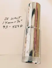 DeWalt 14 mm x 1/2" Dr Deepwell Polished Chrome Socket 93-529D 6Pt Free Shipping