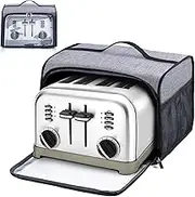 Toaster Cover with Base for 4 Slice Wide Slot, Dust Covers Compatible with Cuisinart 4 Slices, Toaster Bags with Zipper Closure (Cover Only)