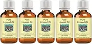 Devprayag Pure Linseed Oil (Linum usitatissimum) Natural Therapeutic Grade Cold Pressed (Pack of Five) 100ml x 5 (16.9 oz)