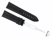 22MM LEATHER WATCH BAND STRAP DEPLOYMENT CLASP FOR GIRARD PERREGAUX WATCH BLACK