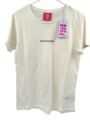 One Teaspoon Womens Natural Linen Blend T Shirt Short Sleeve White Size XS MSRP