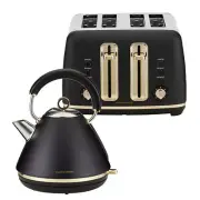 Morphy Richards Ascend Pyramid Kettle 1.5L & 4 Slice Toaster Soft Gold & Black
