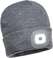 Portwest Usb Rechargeable Led Headlight Beanie, Grey