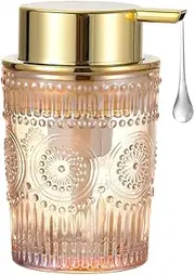 LEICURACE Glass Liquid Soap Dispenser, Refillable Liquid Dispenser with Gold Pump, Hand Soap Dispenser for Bathroom Kitchen, Modern Home Bathroom Decor （Liquid Type/Small Gold）