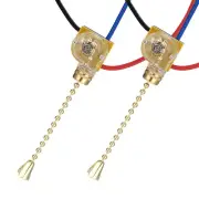 Pull Chain Switch Brass Bead Chain 3 Way 2 Inch/Gold Tone/2 Pcs