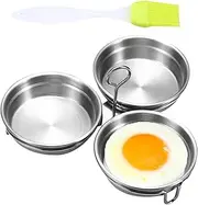 Gihioue Poached Egg Pan, Poached Egg Cup | Poached Egg Maker Made of Food-Grade Stainless Steel, Triple - Non-Stick Egg Steamer with Frame, Egg Maker Cup with Brush