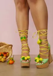 [Sugar Thrillz] Sour Hour Gingham Lemon Platforms