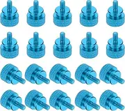 uxcell 20 Pcs 6#32 Knurled Thumb Screw Computer Case Threaded Hand Tighten Screws Aluminum Alloy for PC Case, Light Blue