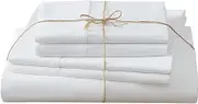 New Season - Bed Sheet Set Cotton - 100% Organic 400 Thread Count Sheets with Deep Pockets (up to 15") Soft Bed Sheets(King, White)