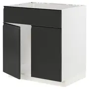 METOD base cabinet f sink w 2 doors/front, white/Upplöv matt anthracite, 80x60x80 cm