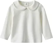 [Vivobiniya] Kid Girl Long Sleeve Dress Shirt Baby Girls Peter Pan Collar Shirt Tops Tees 1-4Y