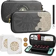 HYPERCASE Carrying Case Compatible with Nintendo Switch/Switch OLED, Tear of The Kingdom Portable Travel Hard Shell for Switch Accessories with Game Card Case, Handle Strap, 2 Thumb Grip Caps, Black