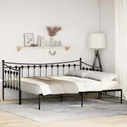 vidaXL Daybed with Trundle without Mattress Black 92x187 cm Single Metal