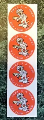 4 HALLOWEEN Wacky Whiffers Matte MAX SCENT Scratch & Sniff Stickers MUMMY Lot