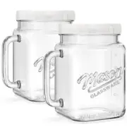 2 Pack Mason Jar Drinking Glasses with Handle