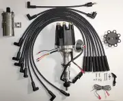 Small Cap FE FORD 352-390-427-428 BLACK HEI Distributor+ Chrome Coil+ Plug Wire