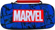 WONDEE Marvel Avengers Comic Style Nintendo Switch Case with Internal Screen Protector and 10 Games Case/Cover, Hard Shell, Zipper Closure, Azure, Official Merchandise