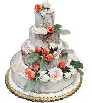 DEZICAKES Fake Wedding Cake White Naked 4 Tier Rosette Cake