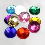 50 Mixed Color Acrylic Flatback Rhinestone Round Gem Beads 18mm No Hole