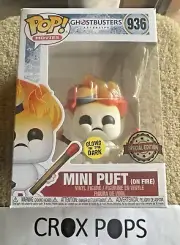 GLOW Mini Puft on Fire SE 936 Ghostbusters Funko Pop Vinyl New in Box +Protector