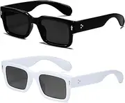 [EYLRIM] Square Frame Sunglasses for Women Men Trendy Chunky Rectangle Sun Glasses Black Shades UV400 Protection