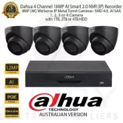Dahua 4CH 12MP AI NVR+8MP WizSense SMD 4.0 AI SSA 2.8mm BLK Turret Cameras & HDD