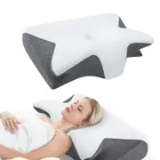 Cervical Neck Pillow for Relief, Adjustable Ergonomic Memory Foam Pillow for Side Back and Stomach Sleepers