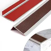 GAPUAM Vinyl Stair Nosing Stair Edging, Stair Edge Protector, Step Edge Trim, Non-Slip and Waterproof Outdoor Indoor Stair Edge Self Adhesive Rubber Strips(10Ft, Brown)