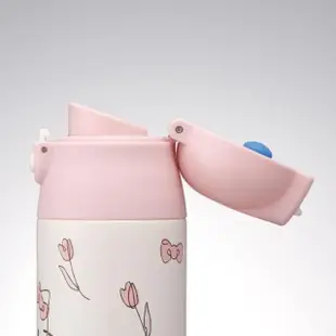 【小禮堂】HELLO KITTY 彈蓋不鏽鋼保溫杯 360ml - 粉白鬱金香款(平輸品)(保溫瓶) 凱蒂貓