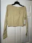 BP Nordstrom Crop Top Long Sleeve Stretch Tan Women’s Size 1X NEW Organic Cotton