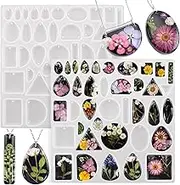 2Pcs Resin Jewelry Molds for Epoxy Casting - Silicone Pendant, Earrings, Necklace, Keychain Mould for DIY Craft Making