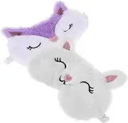 Ipetboom 2pcs Cute Rabbit Fox Plush Eye Mask Soft Sleeping Masks for Funny Travel Sleep Cover Ergonomic Light Blocking Design for Boys for Sleep