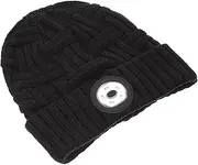 [Minkissy] 1Set LED Knitted Hat with Detachable Headlamp Stylish Outdoor Cycling Night Running Beanie Lightweight Comfortable Material Active Black
