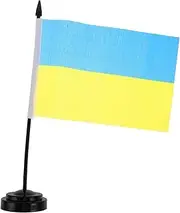 Yardwe Ukrainian Table Flag with Stand Ukrainian Flags Stick and Fade Resistant for Desktop Decoration Patriotism and Peace Movements