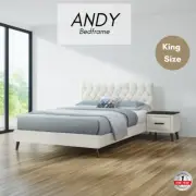 Priceworth Andy King Size Bedframe Platform Cream Color