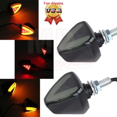 Motorcycle Triangle Flush Mount Amber Smoke LED Turn Signal Indicator Light Lamp