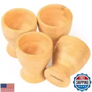 ZTHapwa Egg Cup, Bamboo Wooden Egg Cups Set of 4 for Soft Boiled Eggs for Dai