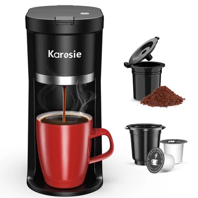 Slim Single Serve Coffee Maker, Fast Brew for K-Cup & Ground Coffee Small One...