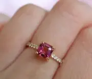 2.70 Ct Square Cut Natural Ruby Diamond Proposal Ring 14K solid Yellow gold