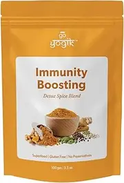 Turmeric Latte | Go-Yogik Immunity Boosting powder- 100g (80 Cups) | Caffeine-Free,Vegan, Gluten-Free, Unsweetened | Herbal-Ayurvedic-Turmeric Ginger Detox spice Blend | Direct from India