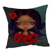 Hawaiian Tropical Red Hibiscus Fairy Cushion Cover