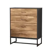 Oikiture 4 Chest of Drawers Storage Cabinet Dresser Table Tallboy Metal Black