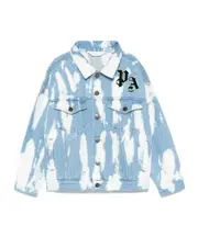 Palm Angels Kids Logo-Patch Button-Up Jacket 14Y,12Y,10Y BLUE SKY BLUE