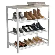 4-Tier Shoe Rack, Modern 4-Tier (11.8"D x 23.23"W x 24.8"H) White Oak
