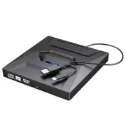 External DVD CD Writer Burner CD and DVD Player Type C/USB3.0 External DVD CD Drive for PC Laptop Windows 11/10/8/7 black