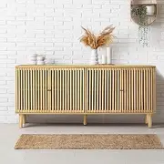 Furb Sideboard Storage Cabinet with 4 Doors and Shelves, Compact Sideboard Buffet Cabinet for Living Room, Dining Room, or Hallway - Ample Interior Storage – Minimalist Design with Metal Handles