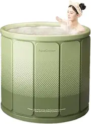 Simcat Portable Foldable Bathtub, 70x65cm Adults Ice Bath Tub, Ice Bath Freestanding Home SPA Soaking Tub with Thickened Insulation Layer (Green)