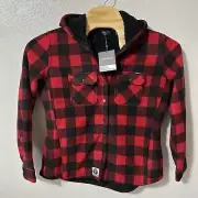 Eddie Bauer Woodland Hooded Shirt Jacket Buffalo Plaid Shacket Size Large NWT