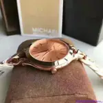 MICHAEL KORS MK手錶女士鋼帶玫瑰金大錶盤手鏈款石英手錶MK3223